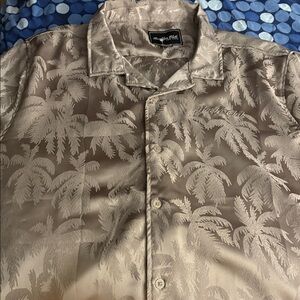 Brooklyn Cloth Palm Tree Pattern Dress Shirt - Beige